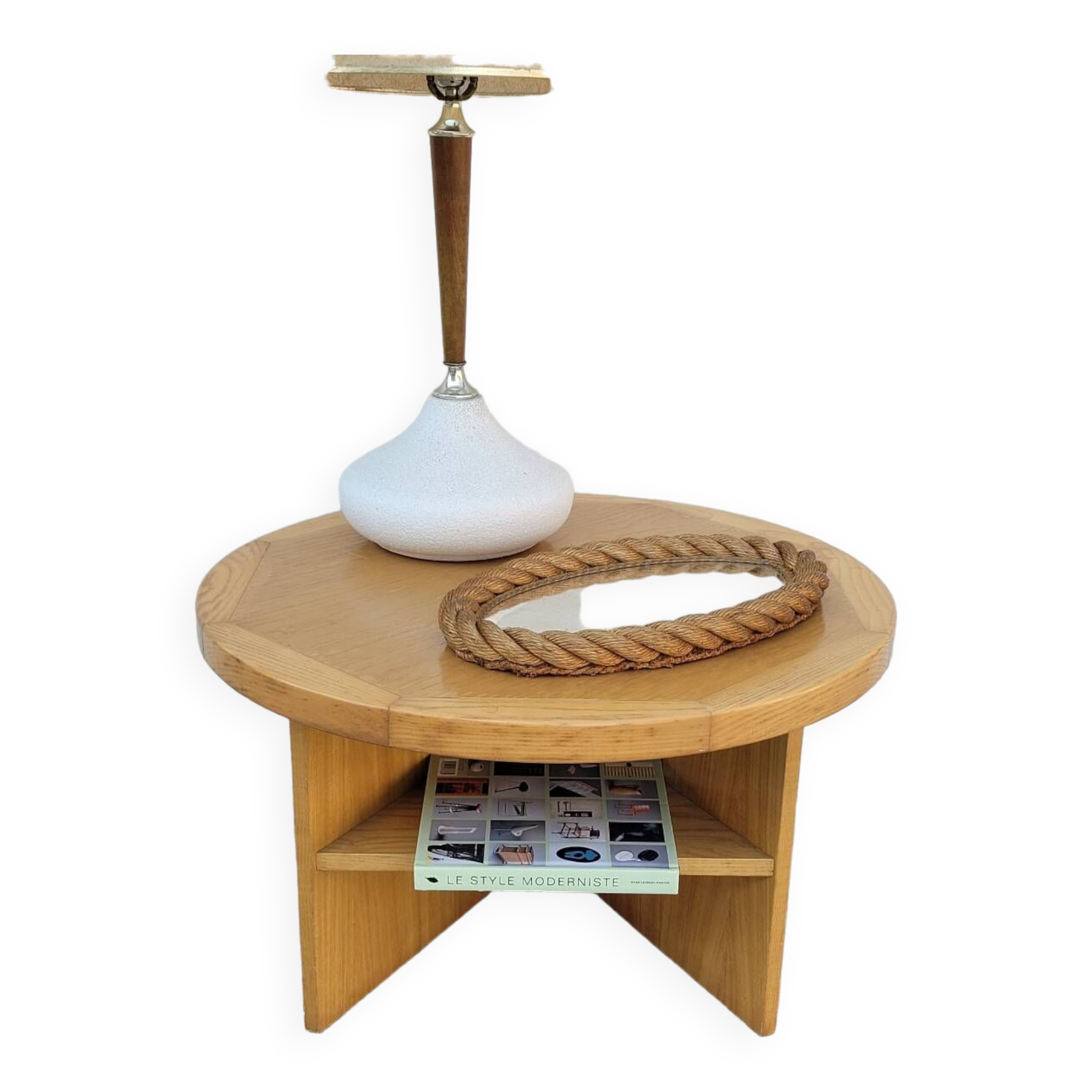 Vintage round coffee table design Maison Regain style 1970s