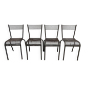 Four Stackable Industrial Workshop Chairs Vintage Design 50s 60s