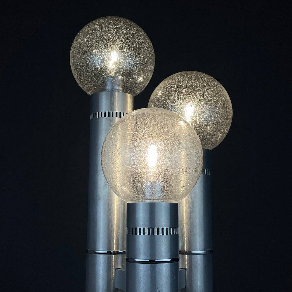 Brushed aluminium floor lamp, Italy, 1970s