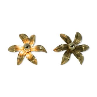 Pair of wall lamps in gilded brass design Willy Daro