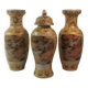 Ensemble de 3 vases japonais anciens Satsuma