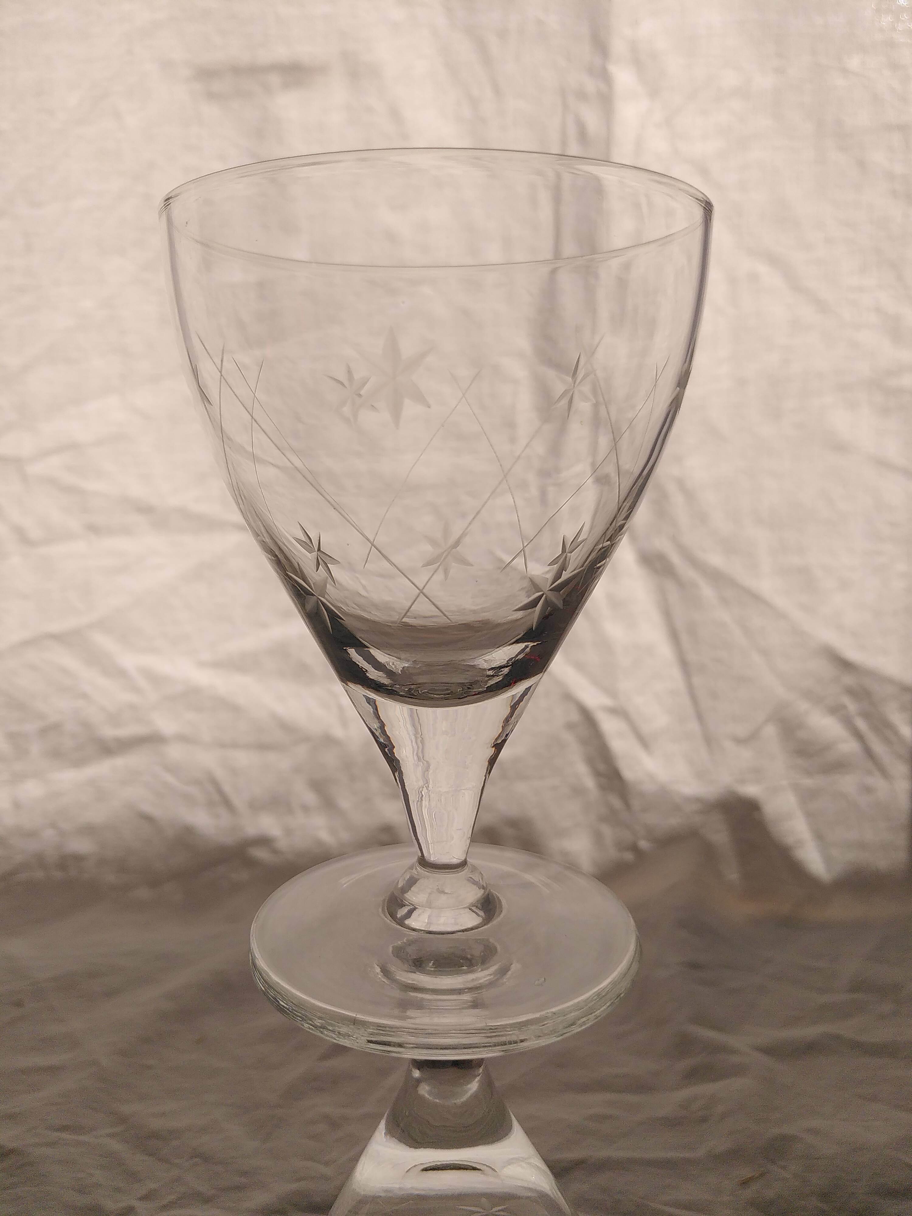 9 foot glasses with star engraving