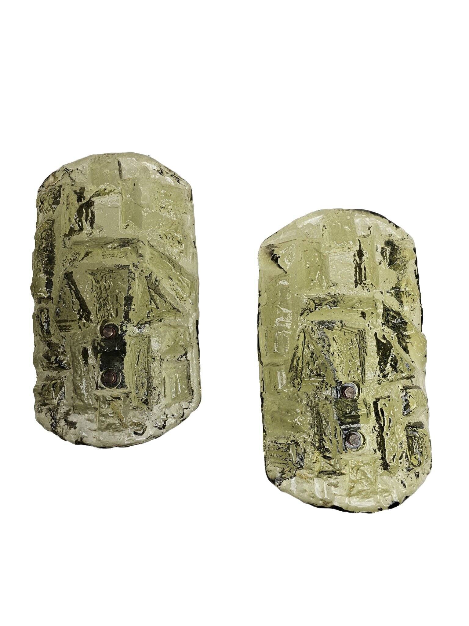 Ensemble de lampes murales en verre vert Holmegaard