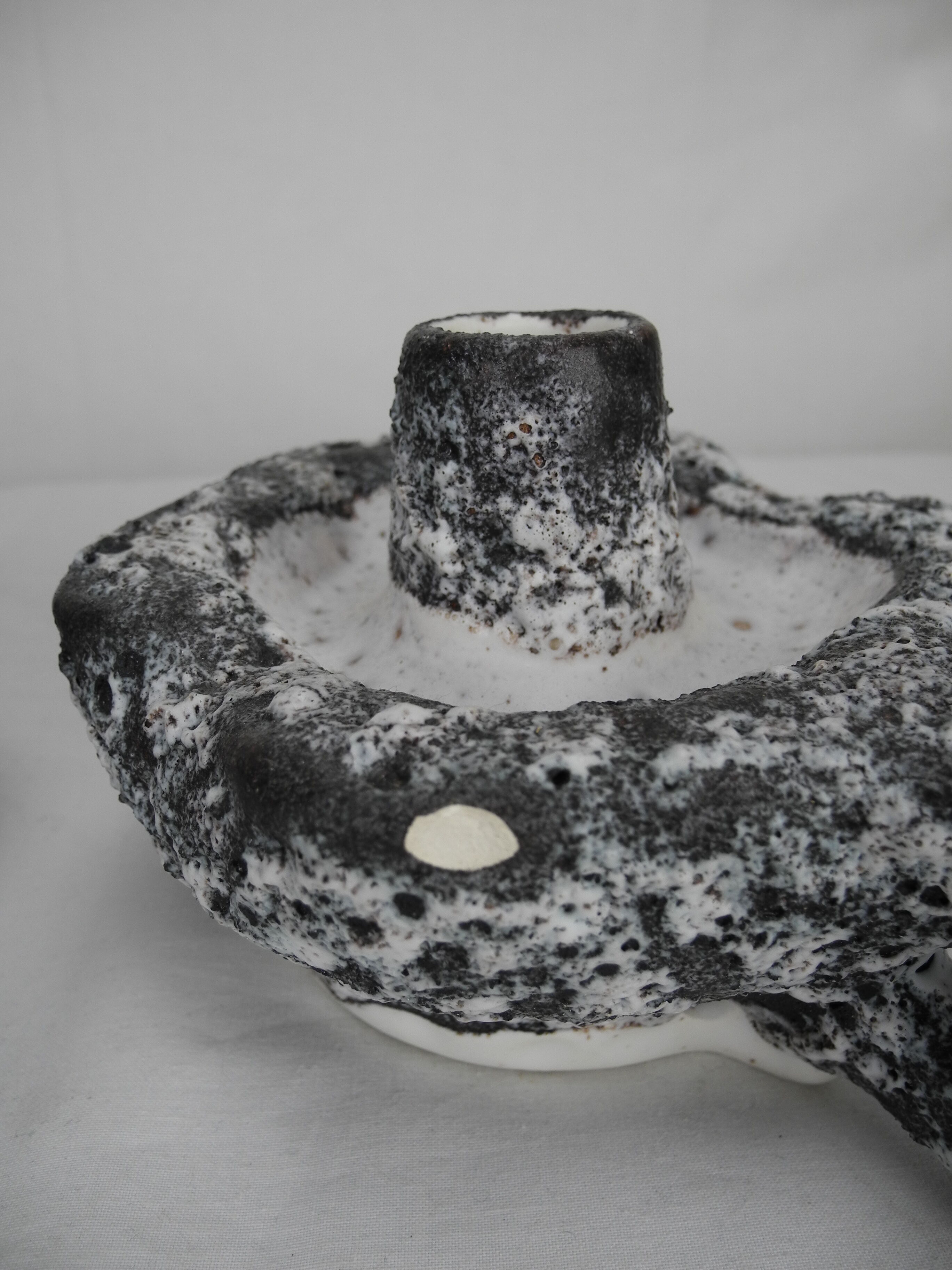 Pair of ceramic candlesticks Vallauris fat lava Keramik