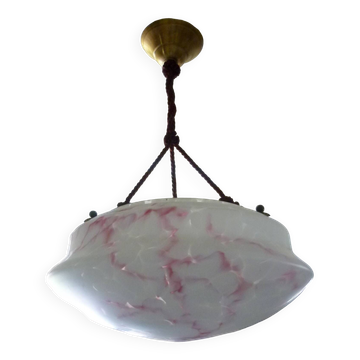 Suspension opalescente marbrée art déco Ø 35 cm