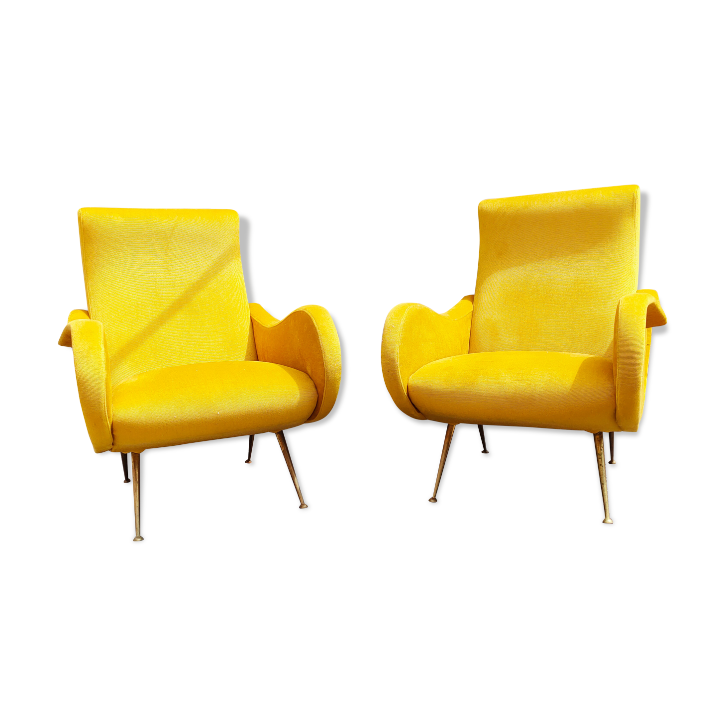 Pair of vintage organic armchairs 50s