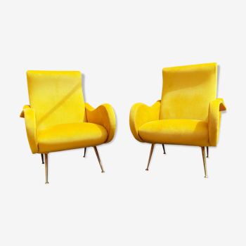 Pair of vintage organic armchairs 50s