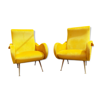 Pair of vintage organic armchairs 50s