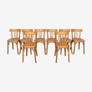 Série de 8 chaises Baumann vintage bistrot bentwood 1950