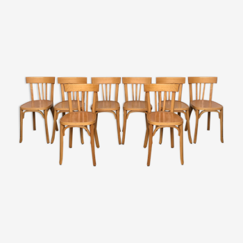 Series of 8 chairs Baumann vintage bistro bentwood 1950