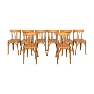 Series of 8 chairs Baumann vintage bistro bentwood 1950