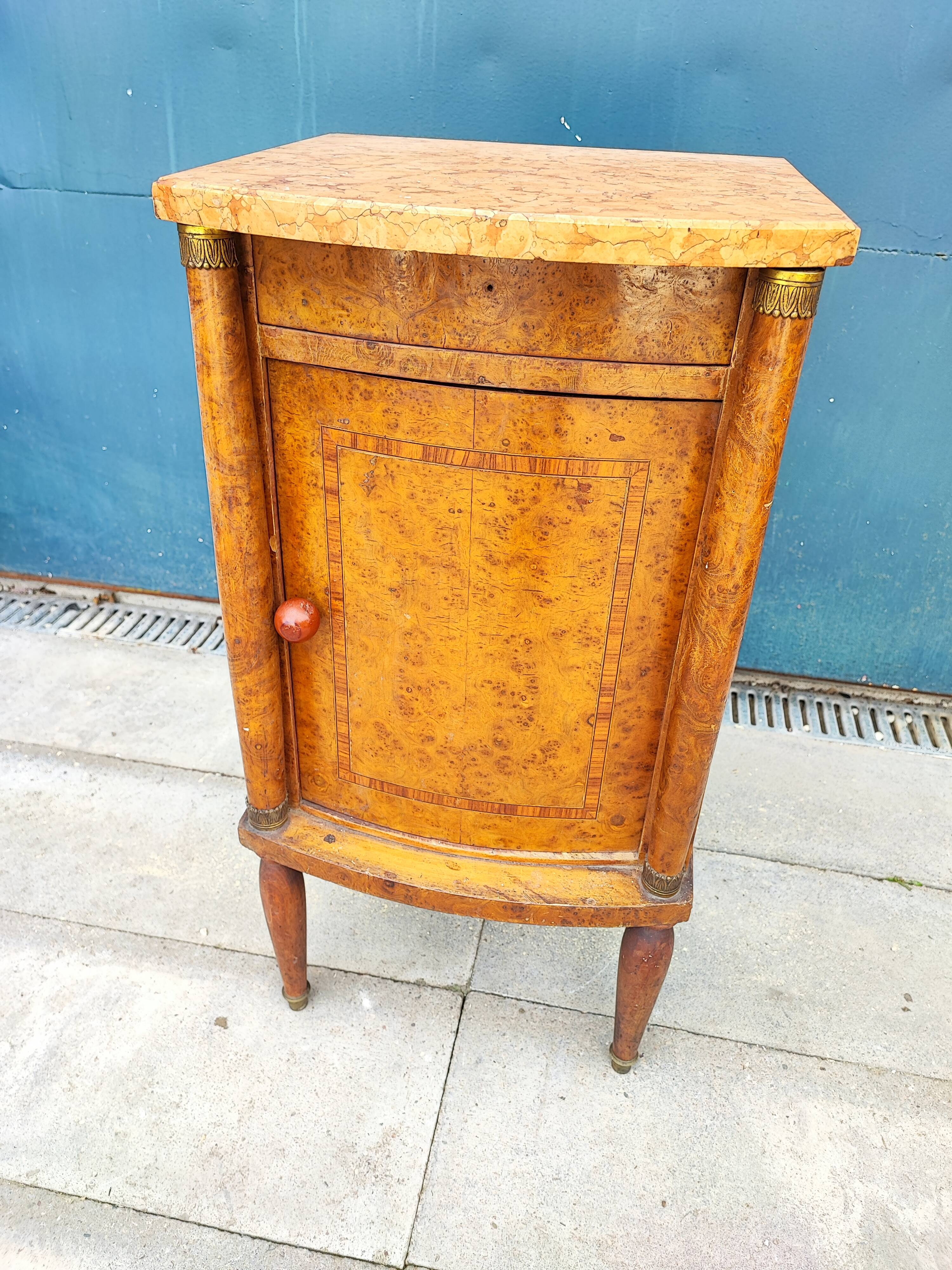 Empire style bedside table marble top