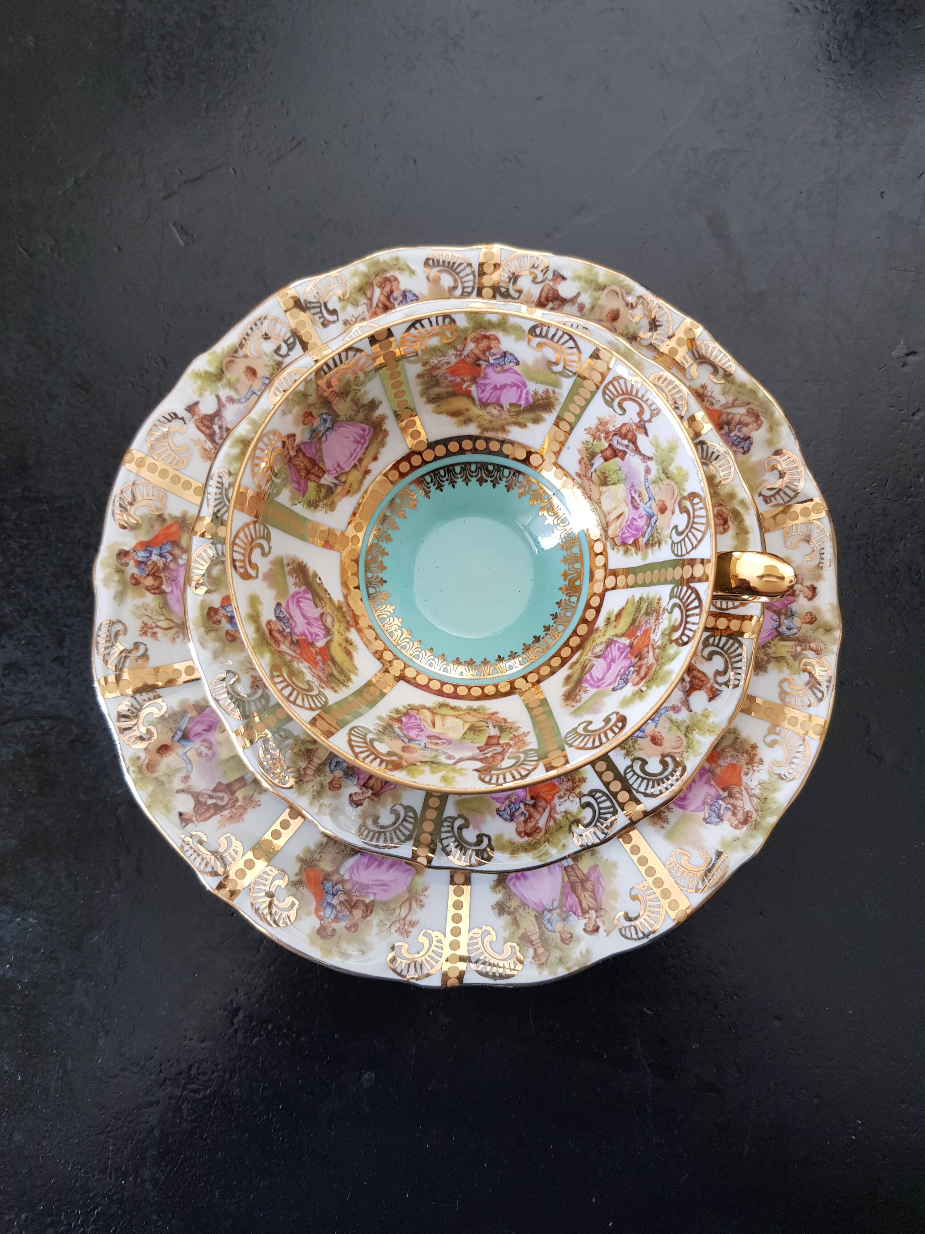 Tea cup with dessert plate
