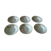 6 plates old hollow pink flowers Saint Amand faience