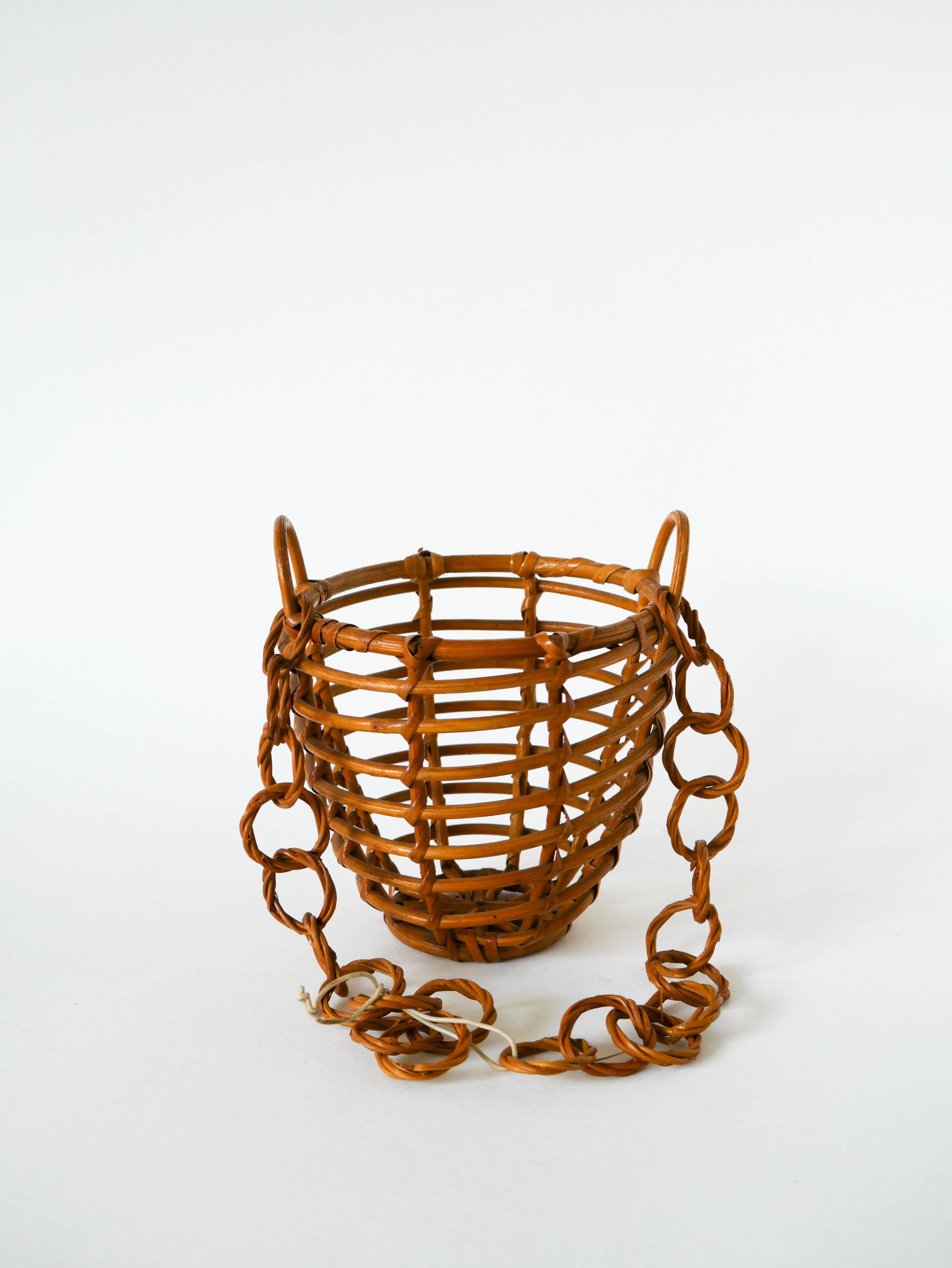 Cache-pot en bois et bambou à suspendre, 1950