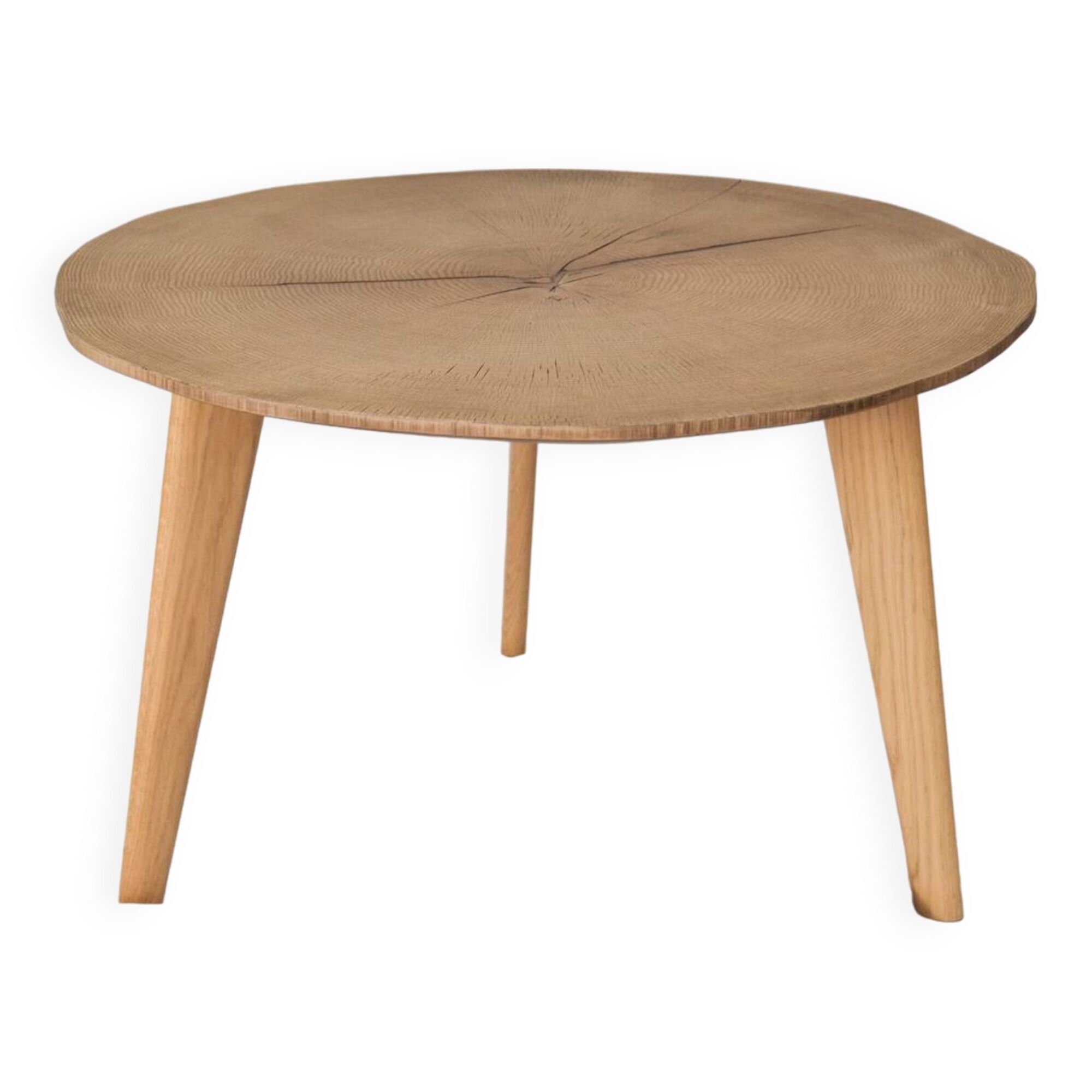Round wooden coffee table