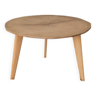 Round wooden coffee table