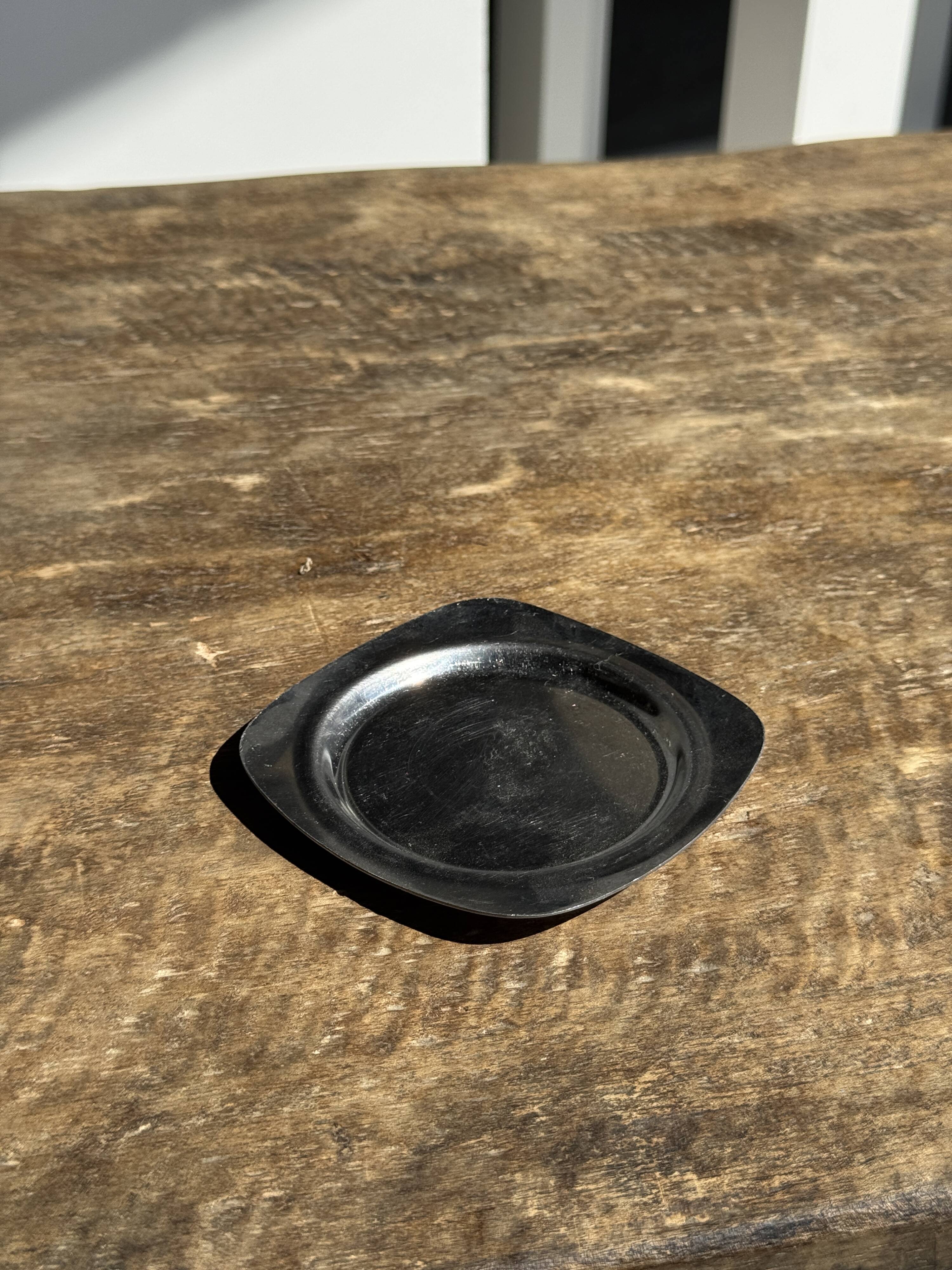 Vintage silver-plated metal round mini bowl D 11.5