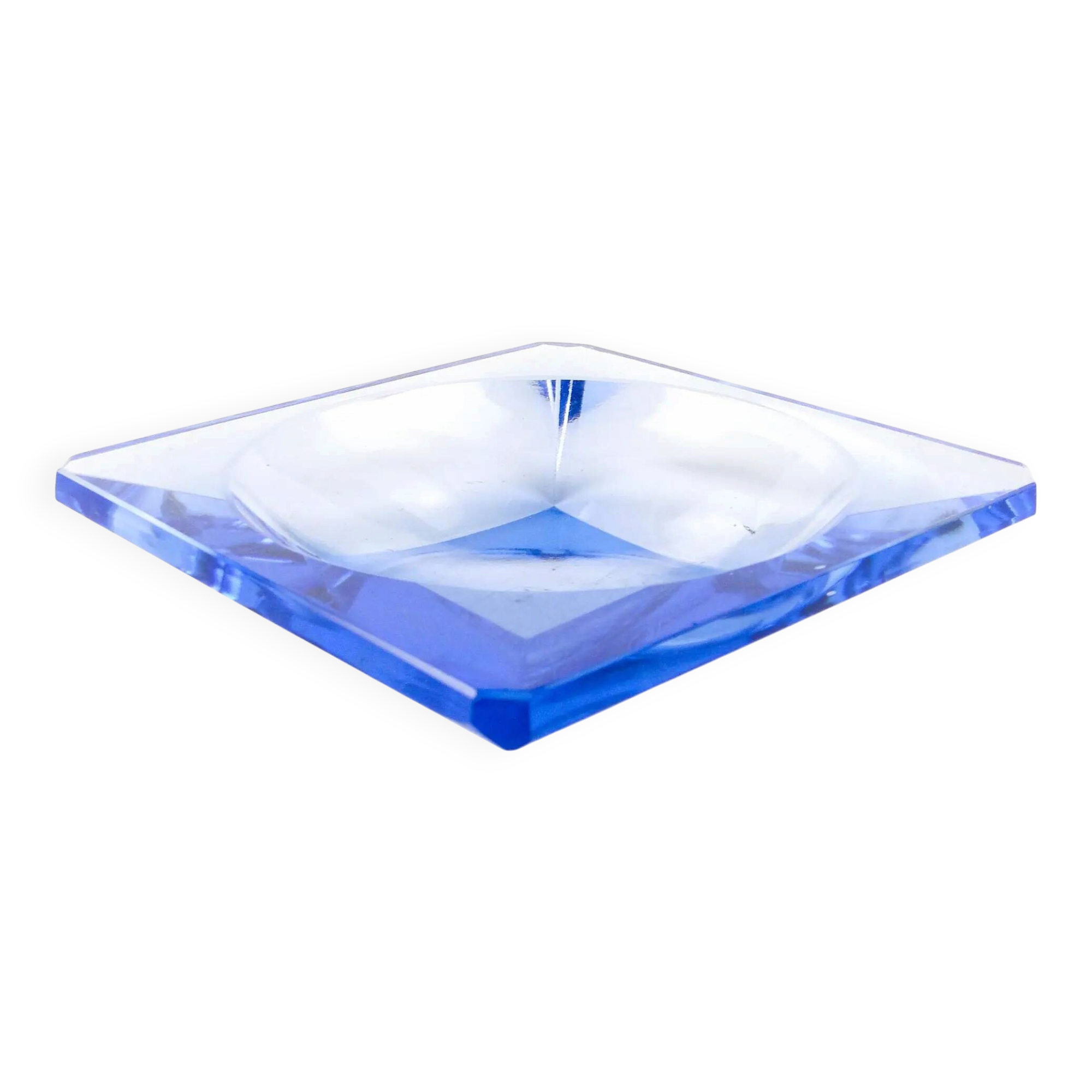 Organisateur, Art Déco, cristal bleu, Bohême, République tchèque, années 1930