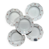 5 vintage hollow plates in opaque porcelain SALINS floral pattern