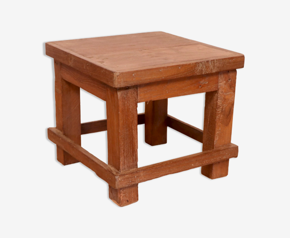 Table de chevet d'atelier en teck birman