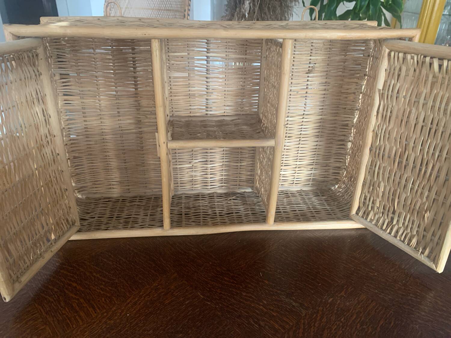 Rattan wall shelf