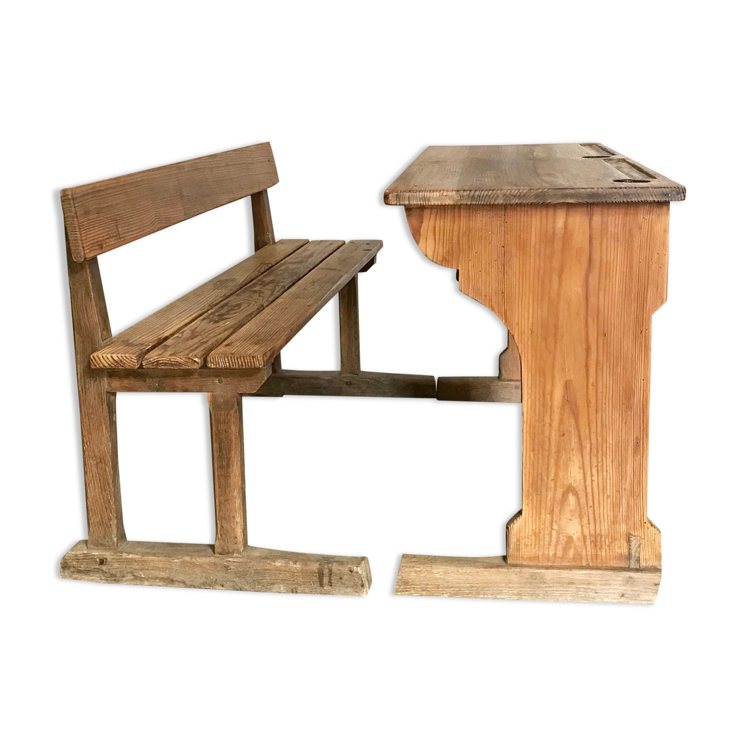 Ancien bureau écolier double