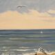 Original Swedish Oil on Canvas – "Day at the Beach" by Mona Starfelt – Signed – Dated 1989 – Framed