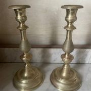 Antique pair of gilded bronze candlesticks
