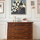 Vintage rattan chest of drawers with 4 drawers