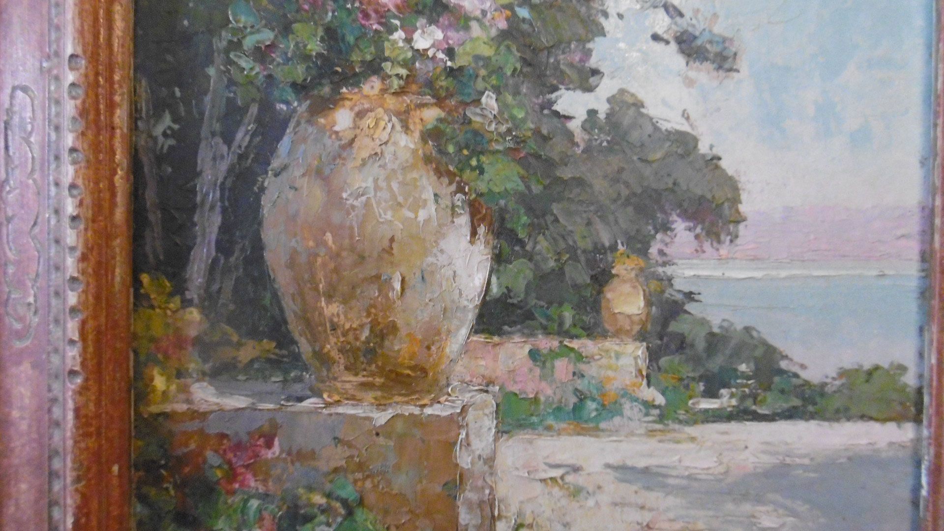 Peinture huile signee Paul Pierre Emiot - jarre provencale