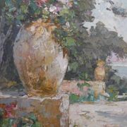Peinture huile signee Paul Pierre Emiot - jarre provencale
