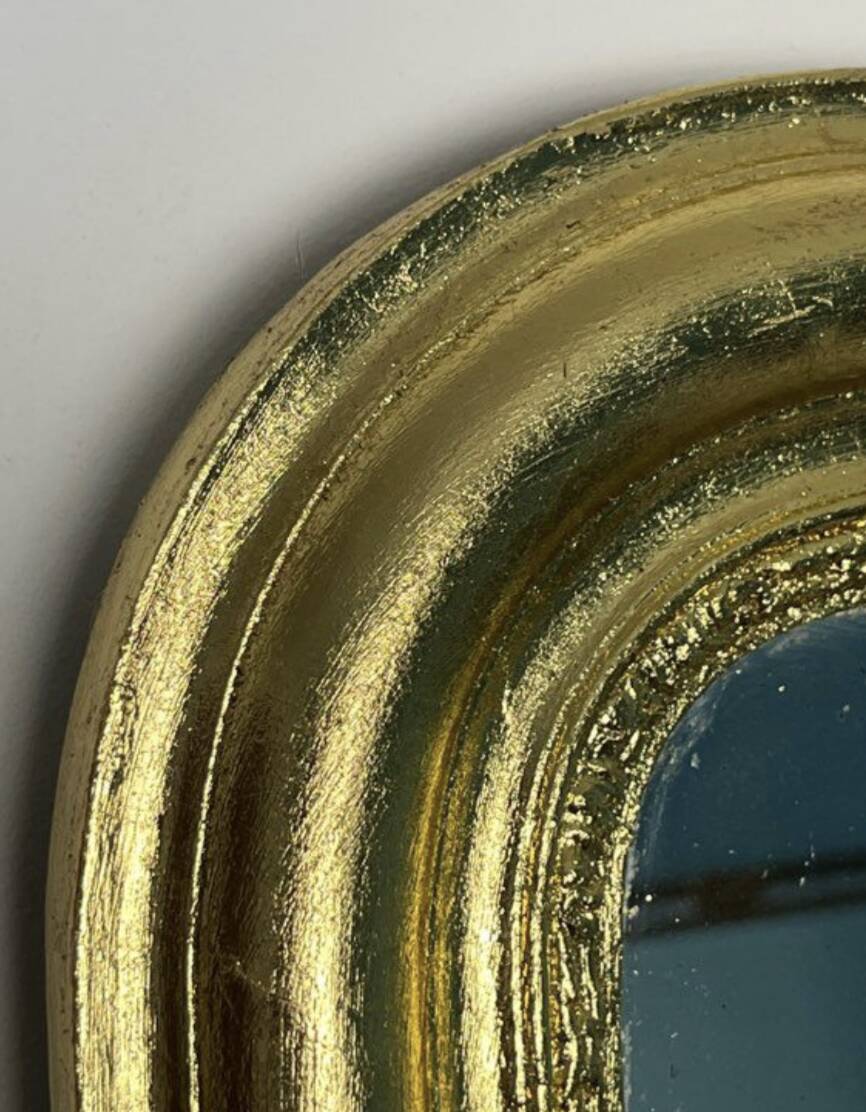 Superb antique gilded mirror in gold leaf – 82×57cm – late 19th century.