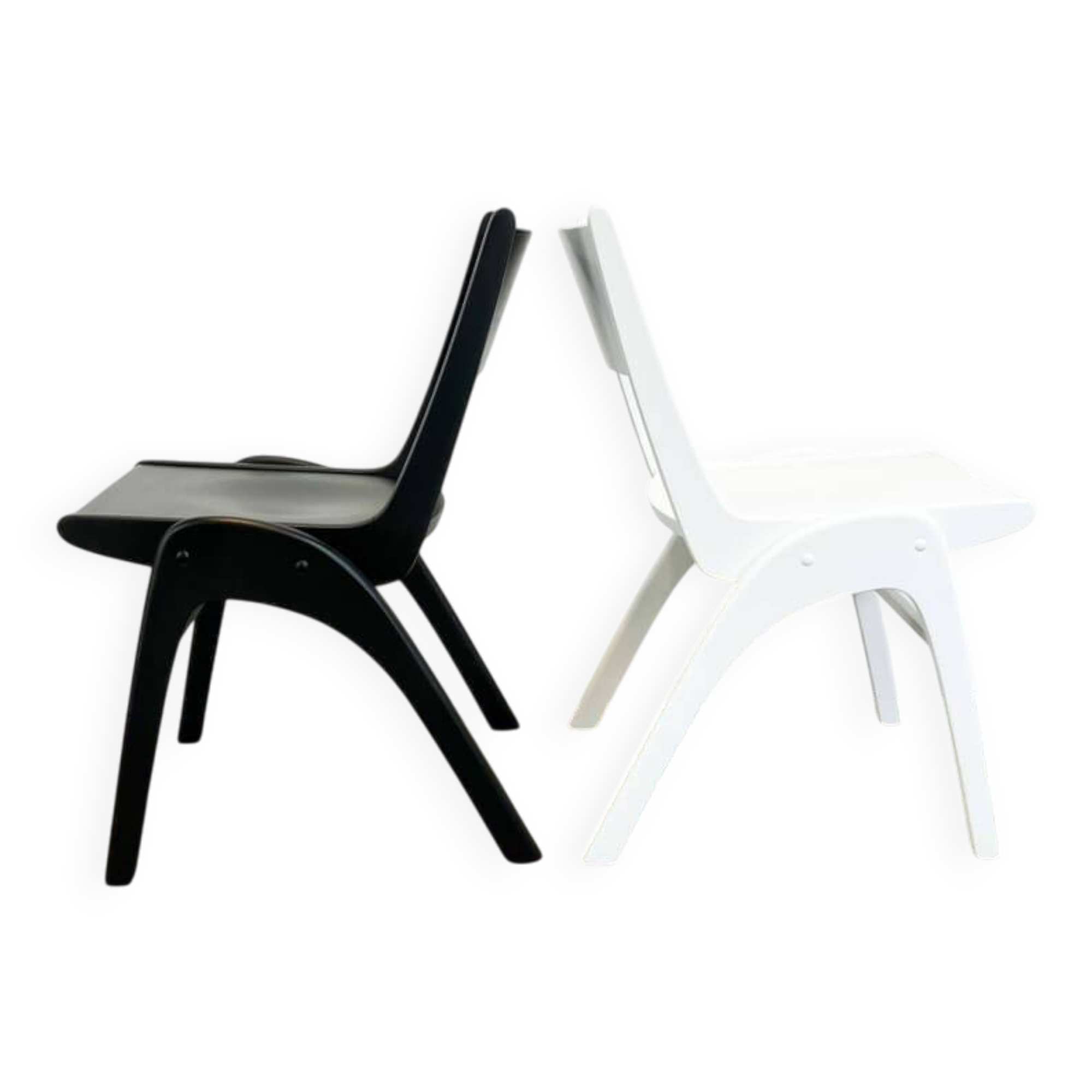 Set of 4 stacking chairs by Casala, beech, 1950s