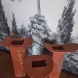 Trio of terracotta vases, unique pieces