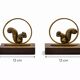 Rare Pair of Art Deco Bookends "Squirrels" in Gilded Bronze and Rosewood