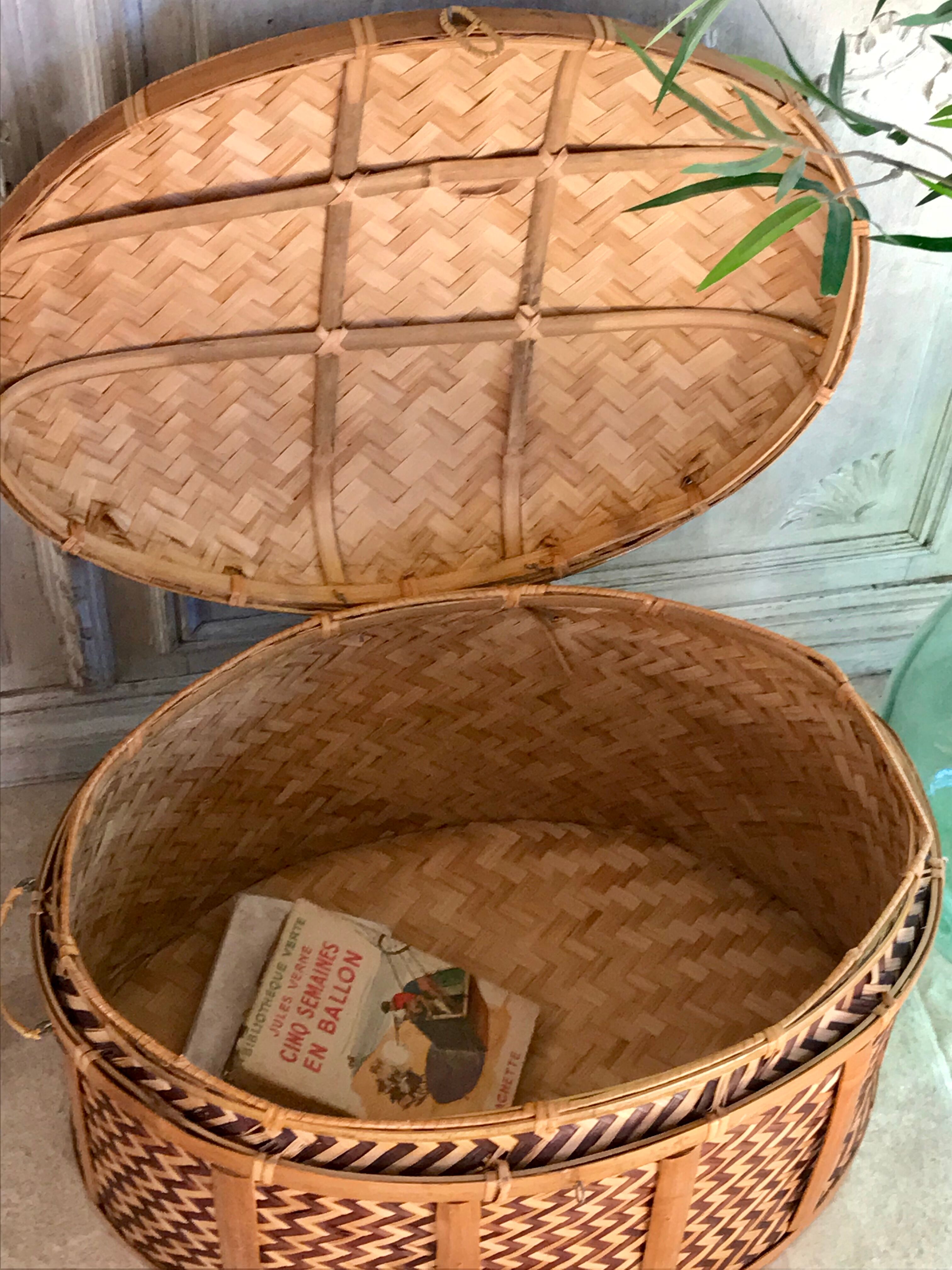 Wicker and bamboo chest