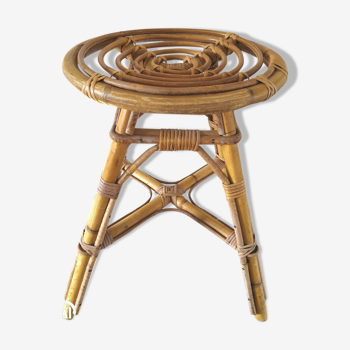 Tabouret en rotin vintage