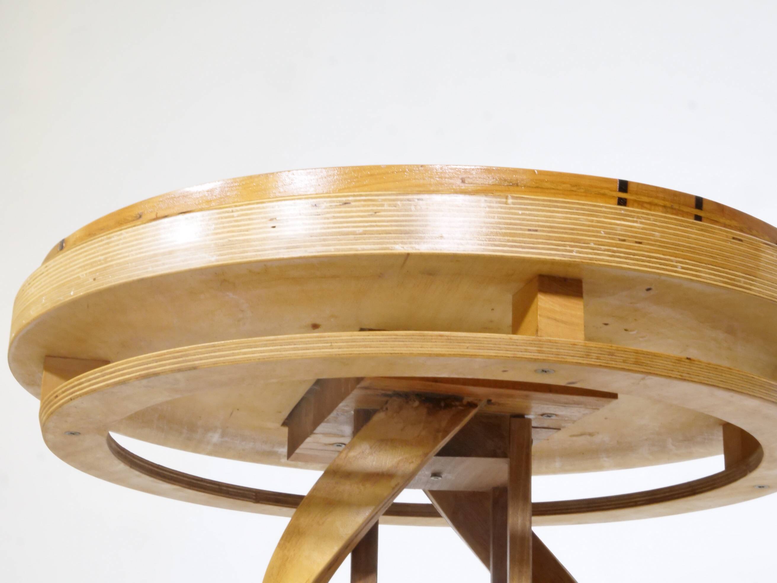 Solid wood side table Design Cherry wood DNA Helix Unique piece, 1980s