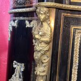 Low Boulle marquetry buffet, curved support furniture, Napoléon III period.