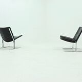 Set of 2 danish Kebe Møbler lounge armchairs model eagle with black leather