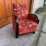 Art Deco armchair with new patterned upholstery, 1930s
