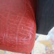 3-seater sofa and 2 rockabilly chairs in red and black skai