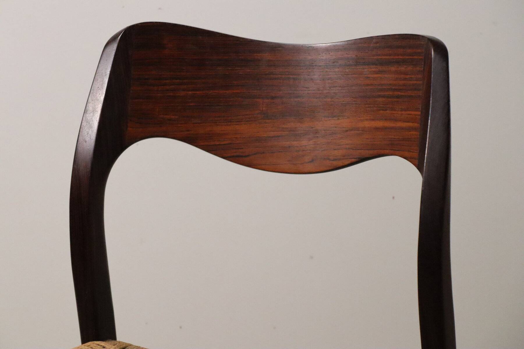 Scandinavian chair model 71 by Niels Otto Moller in teak and rope