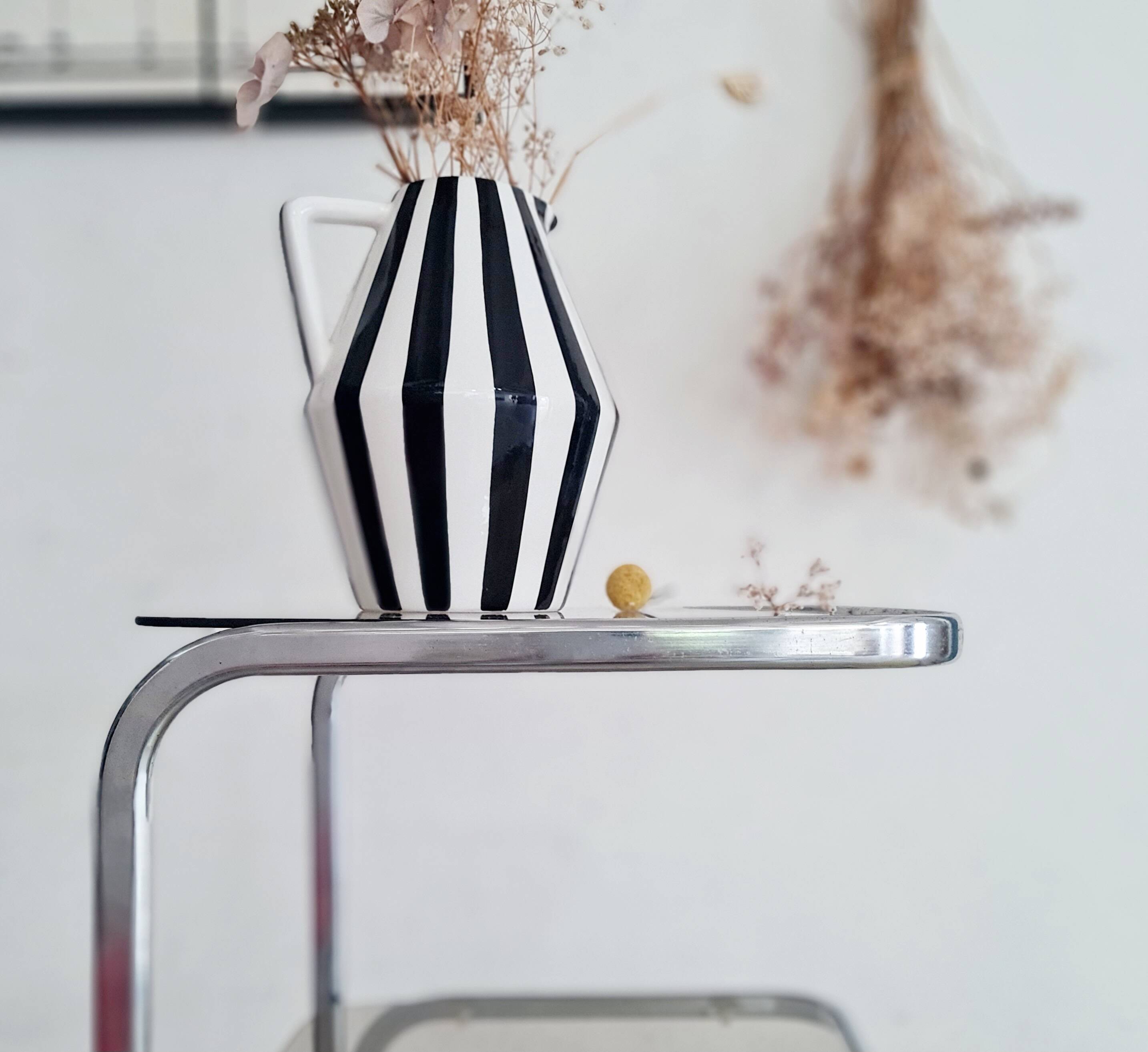 Side table - chrome and smoked glass table - vintage design