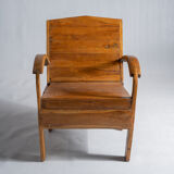 Fauteuil asiatique en lattes de bois upcyclé