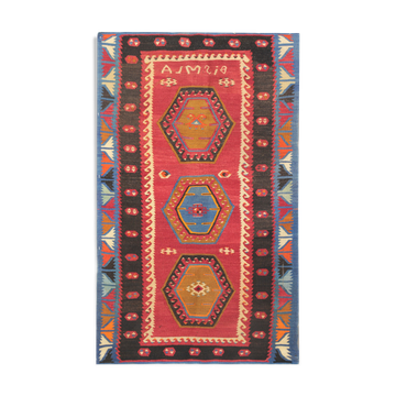 Vintage anatolian kilim rug handmade turkish wool rug- 75x130cm