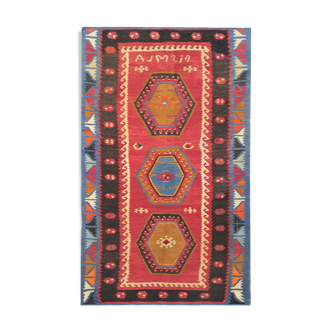 Tapis anatolien kilim fait main en laine turque - 75x130cm