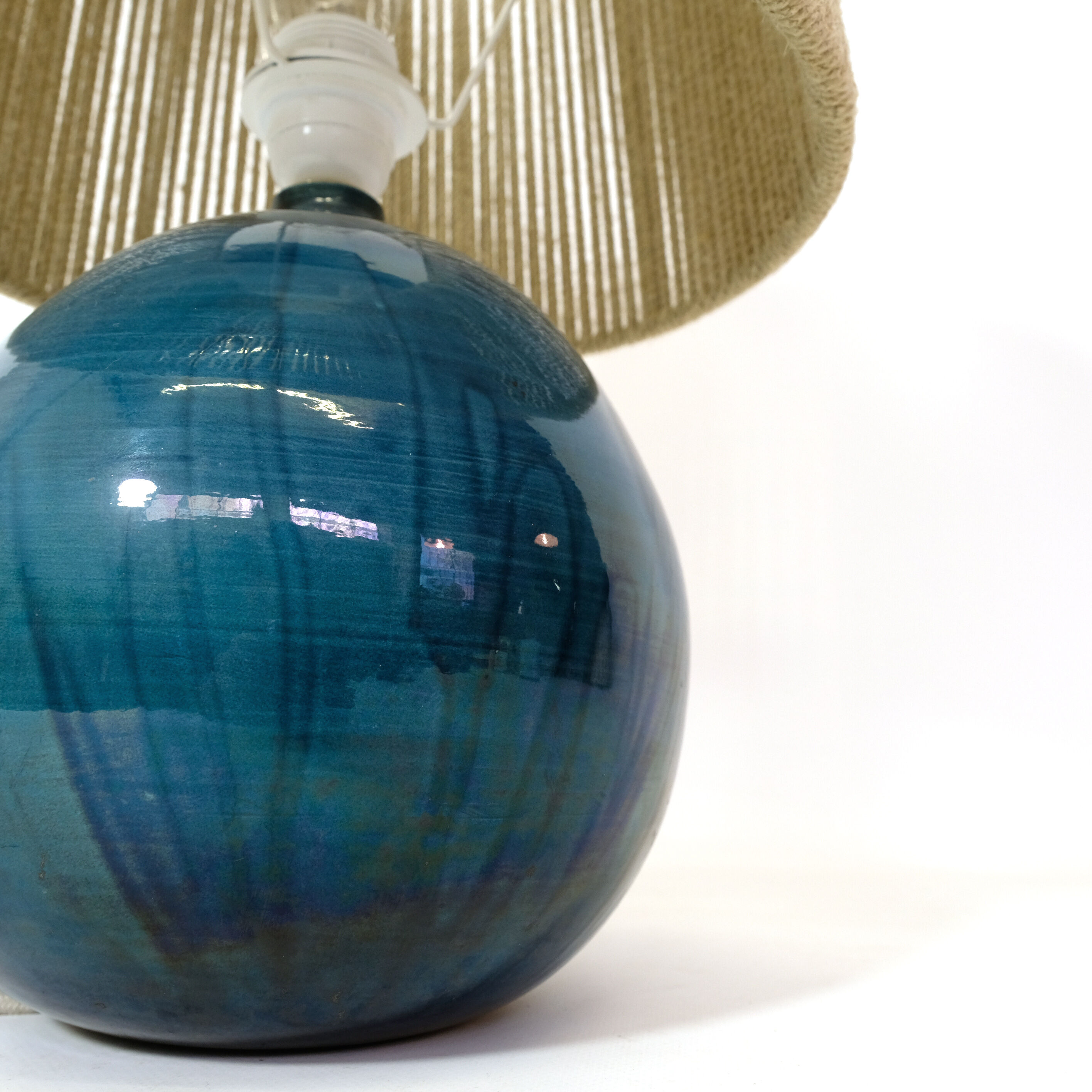 Blue glazed ceramic lamp