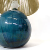 Blue glazed ceramic lamp